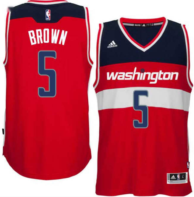 Men's Washington Wizards #5 Kwame Brown Red Swingman Stitched Jersey